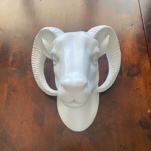 White Ram Head Wall Decor